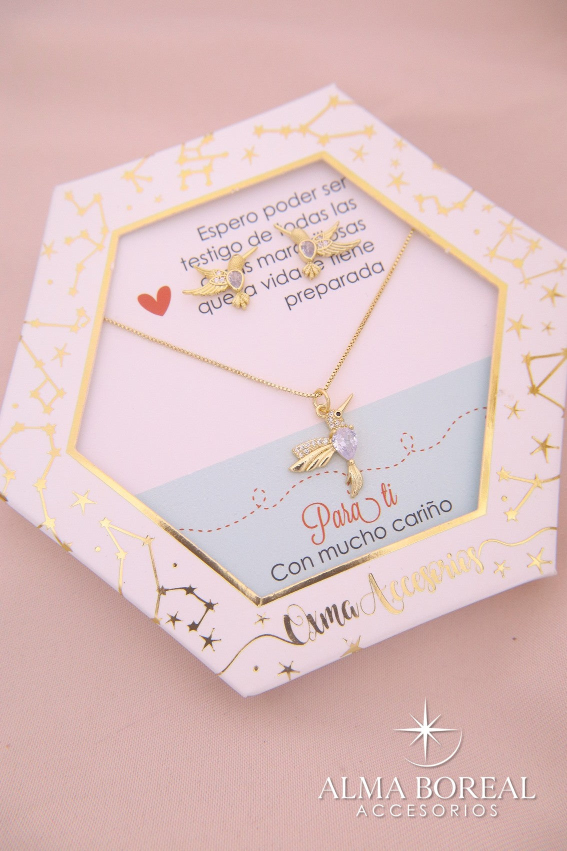 CONJUNTO ALMA DE COLIBRÍ RODIO