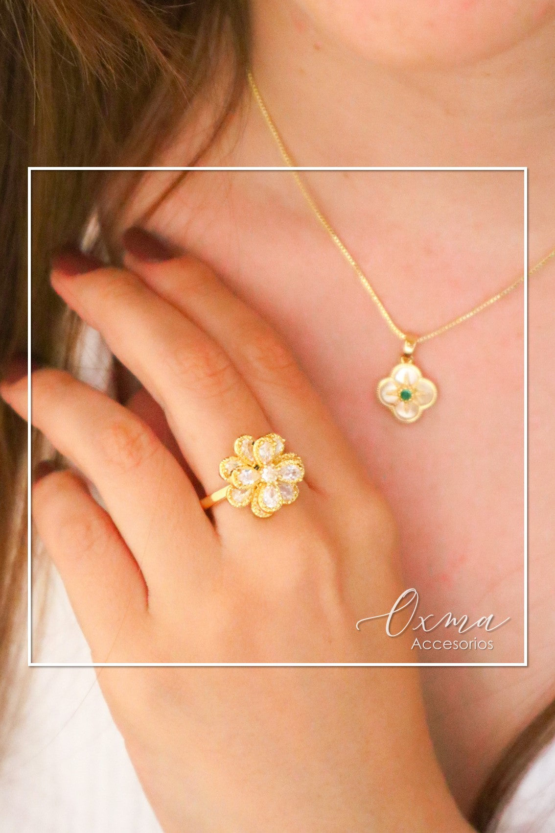 ANILLO FLOR DOBLE GIRATORIA
