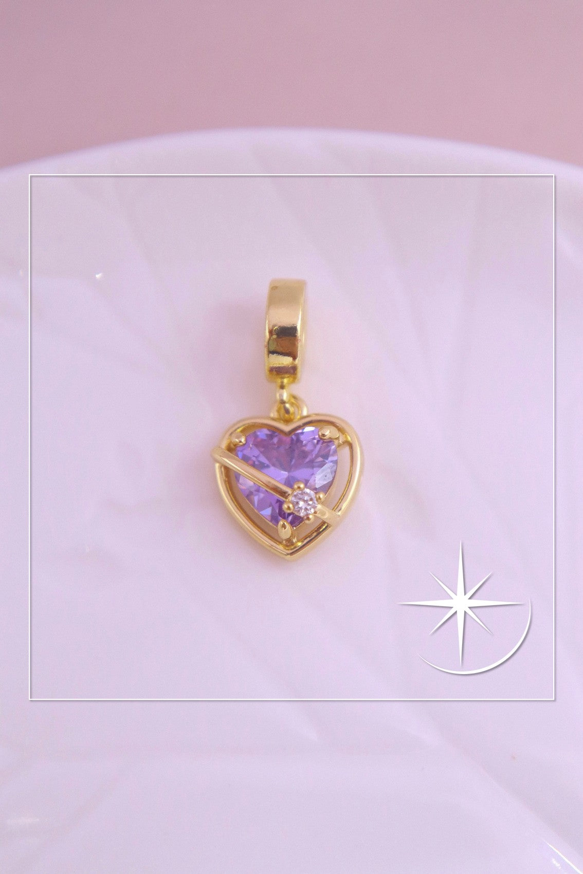 CHARMS CORAZÓN LAVANDA RODIO