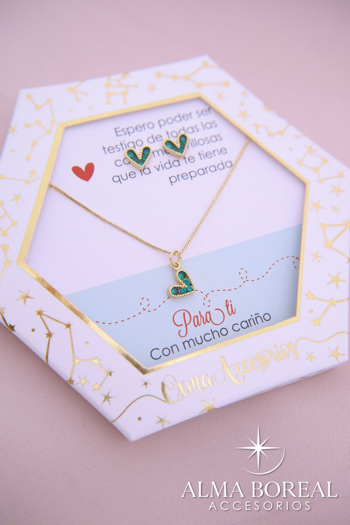 CONJUNTO CORAZÓN VERDE RODIO