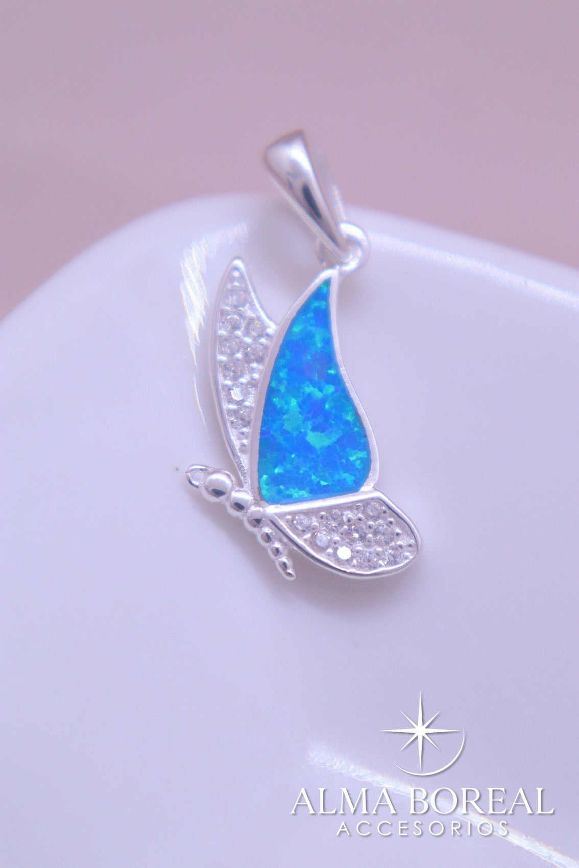 DIJE MARIPOSA CELESTE PLATA LEY 925
