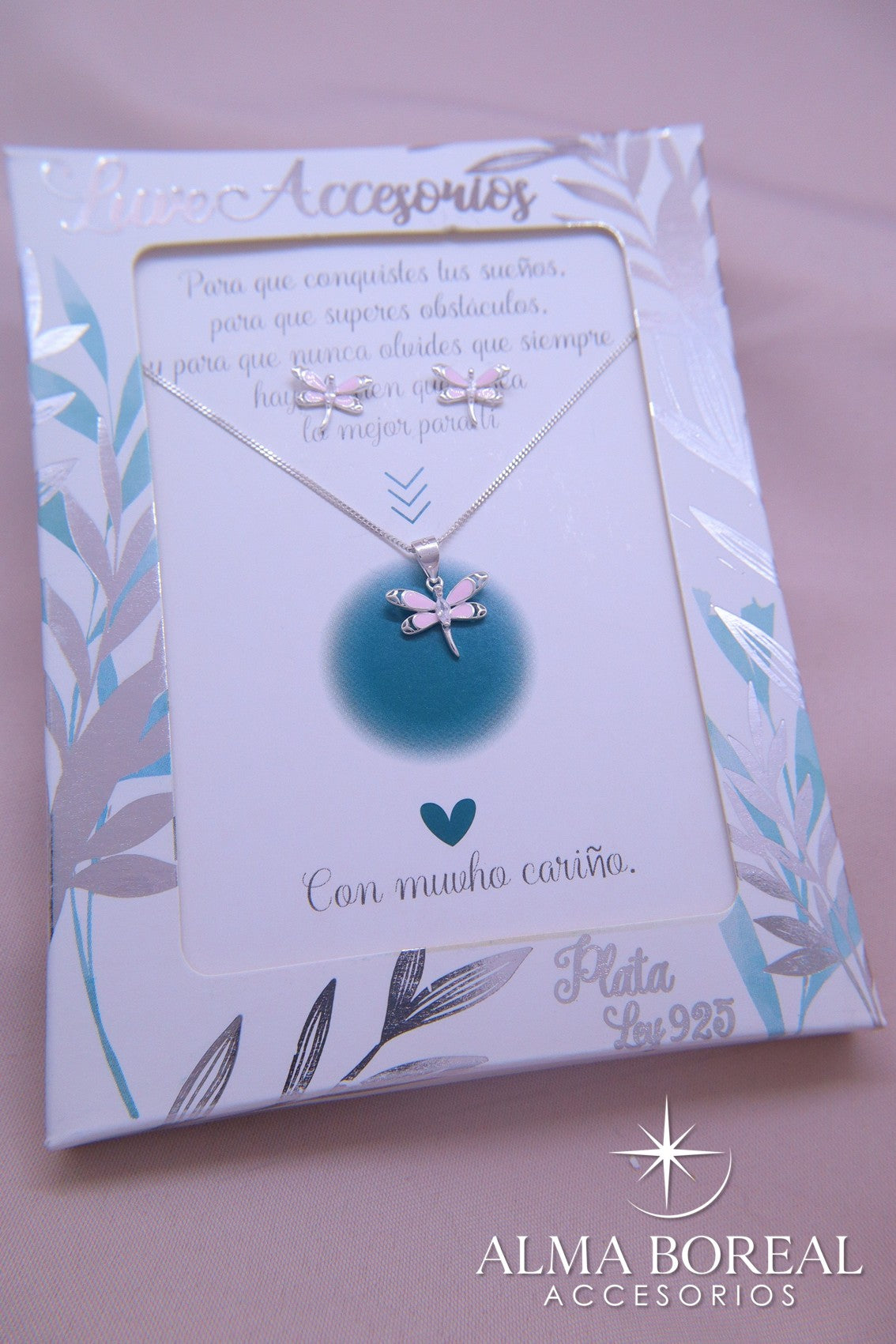 CONJUNTO LIBÉLULA ENCANTADA PLATA LEY 925