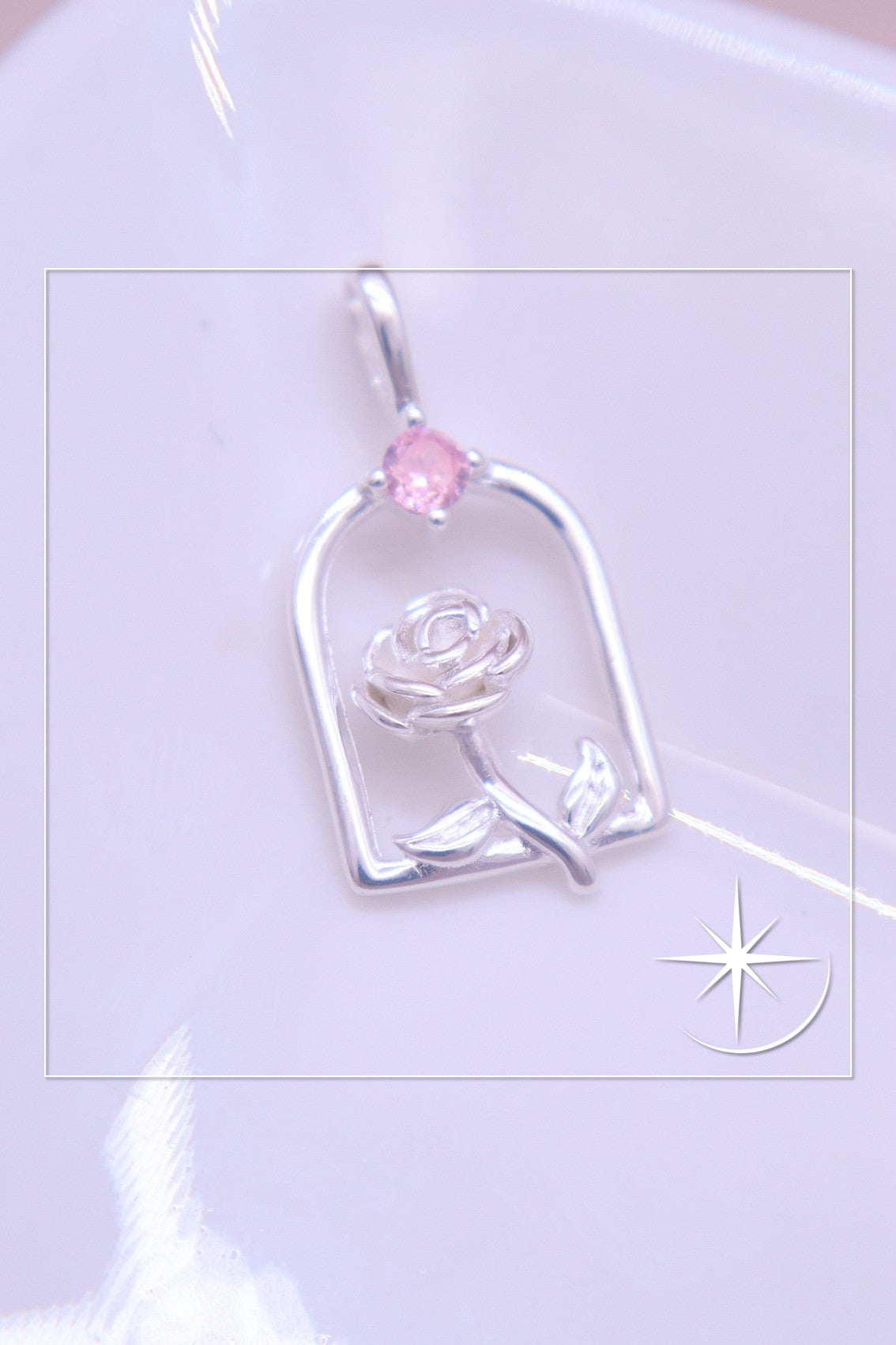 DIJE ROSA ENCANTADA PLATA LEY 925