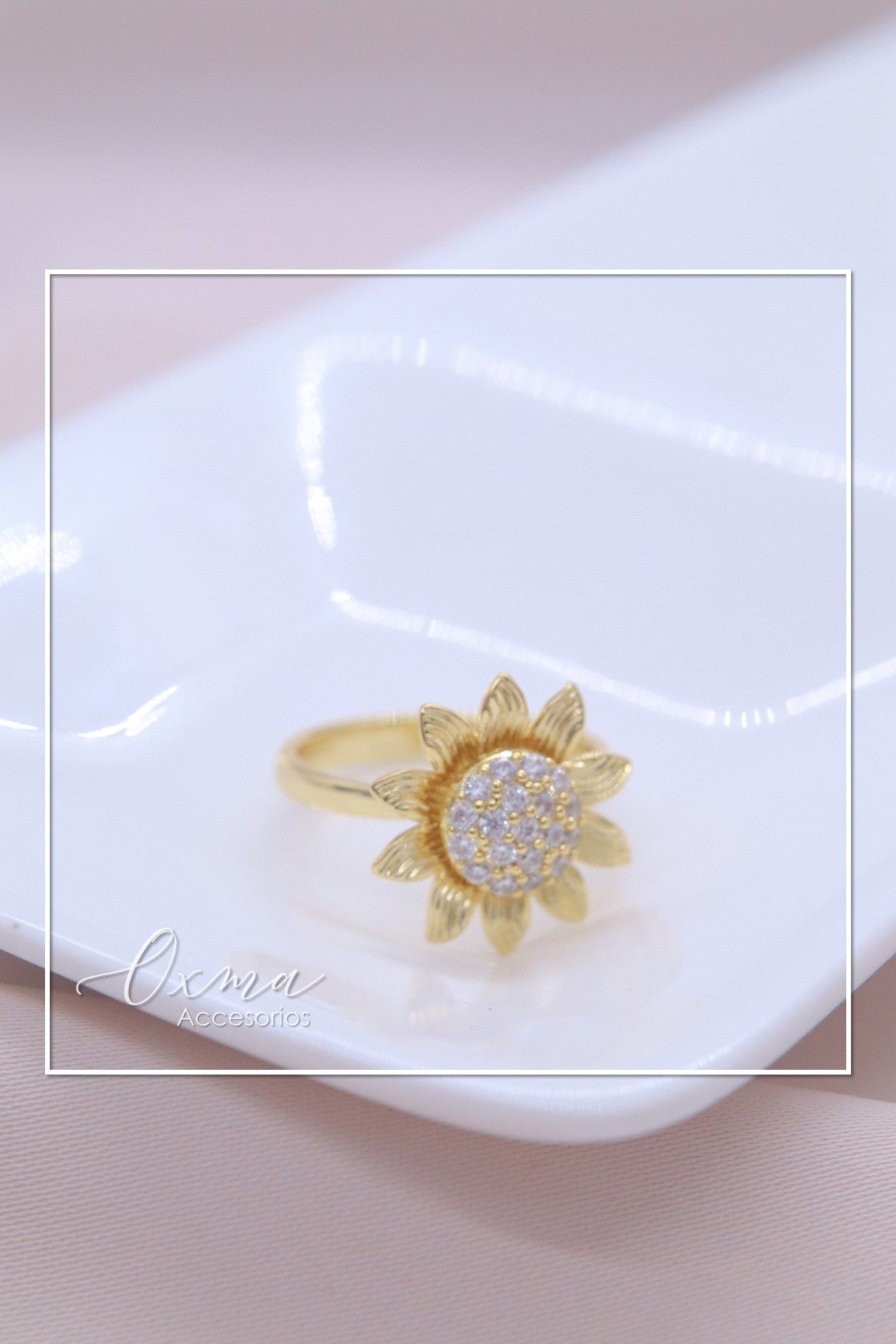 ANILLO GIRASOL BLANCO GIRATORIO