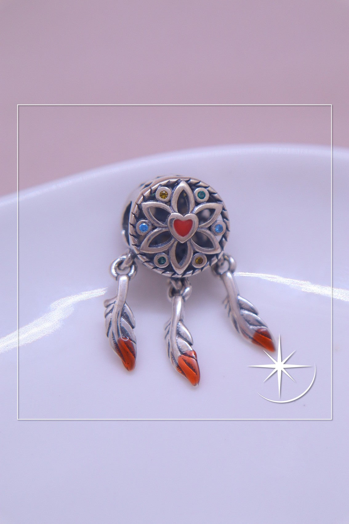 CHARMS ATRAPASUEÑOS ROJO PLATA LEY 925