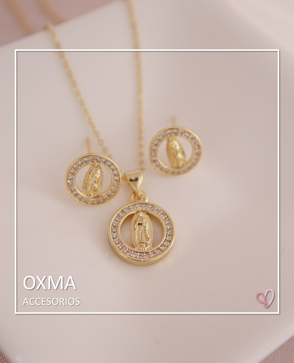 CONJUNTO VIRGEN GUADALUPE DORADA