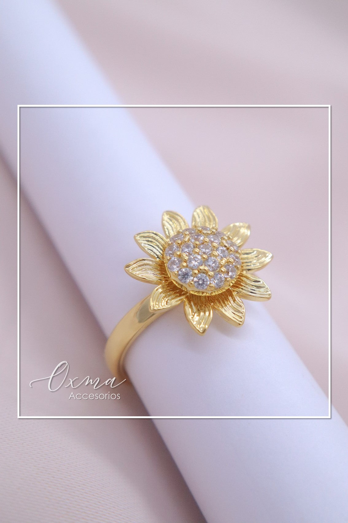 ANILLO GIRASOL BLANCO GIRATORIO