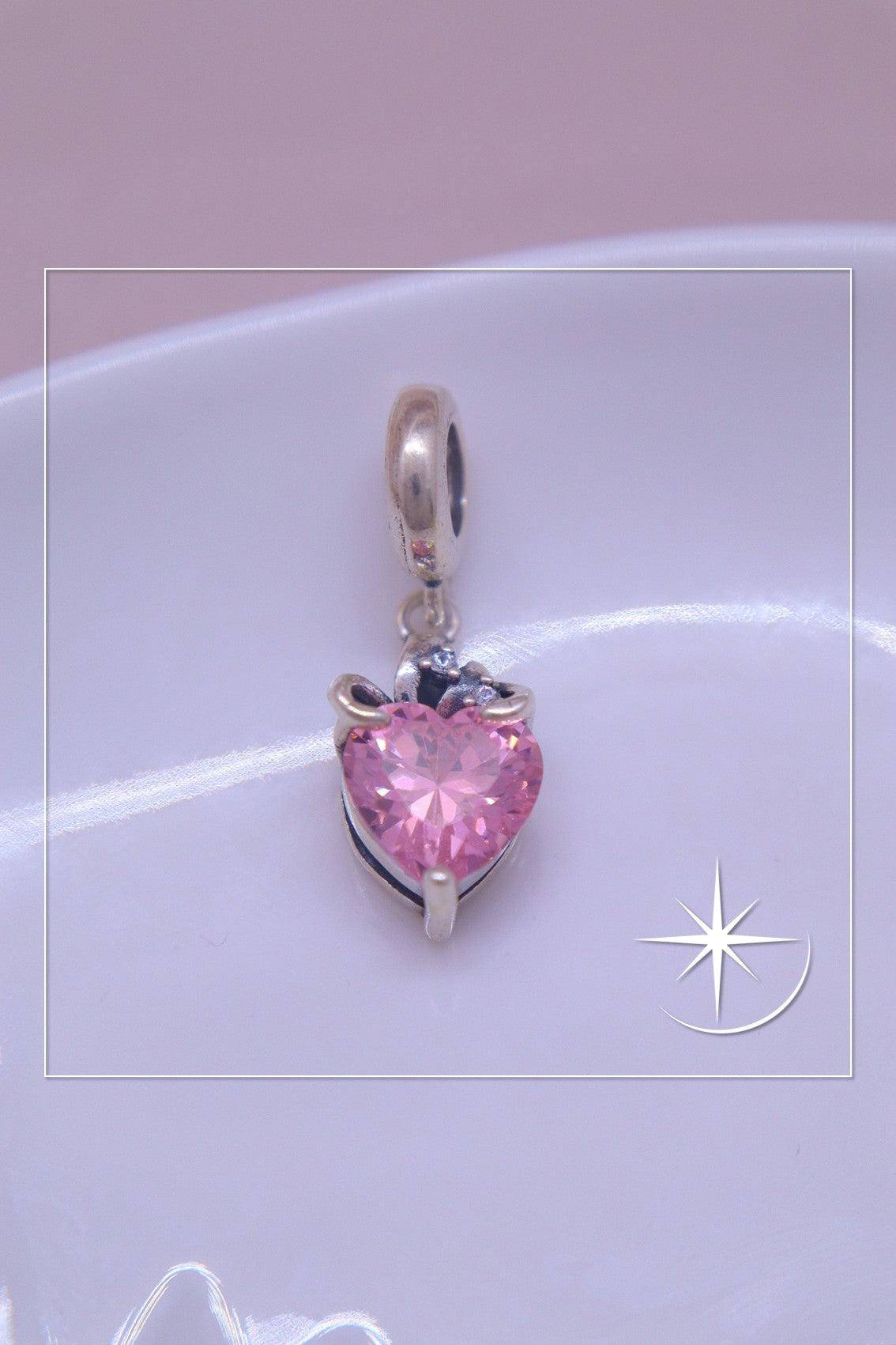 CHARMS CORAÓN ROSA PLATA LEY 925