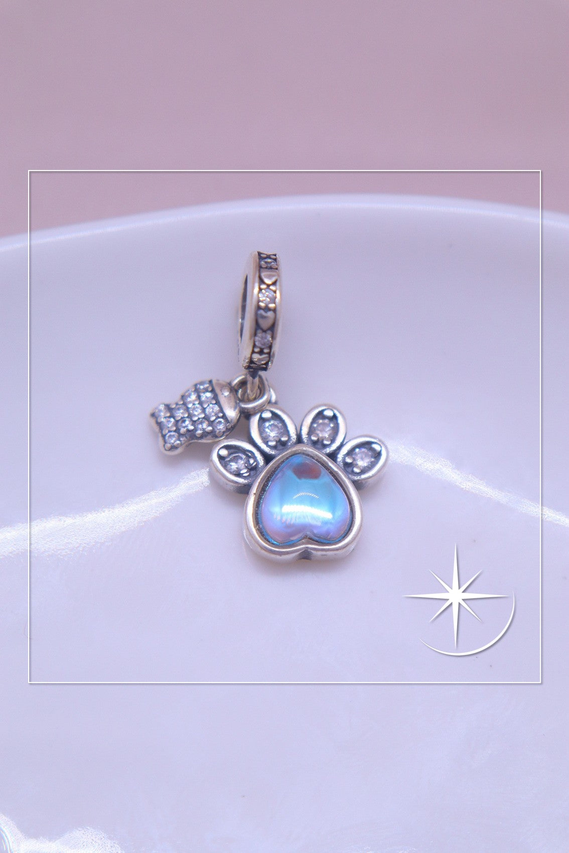 CHARMS HUELLA CELESTE PLATA LEY 925