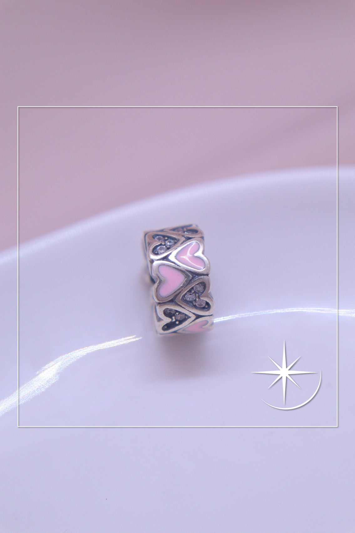 CHARMS CORAZÓN PINK PLATA LEY 925