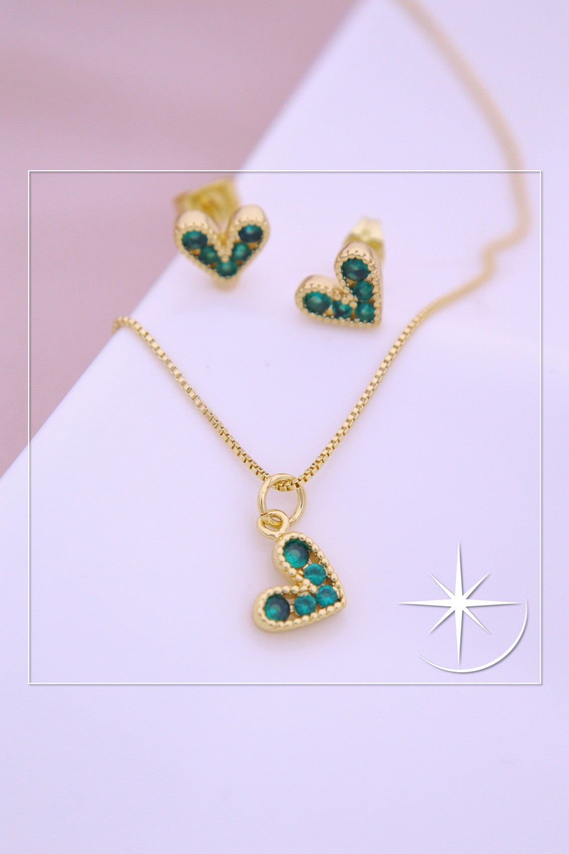 CONJUNTO CORAZÓN VERDE RODIO