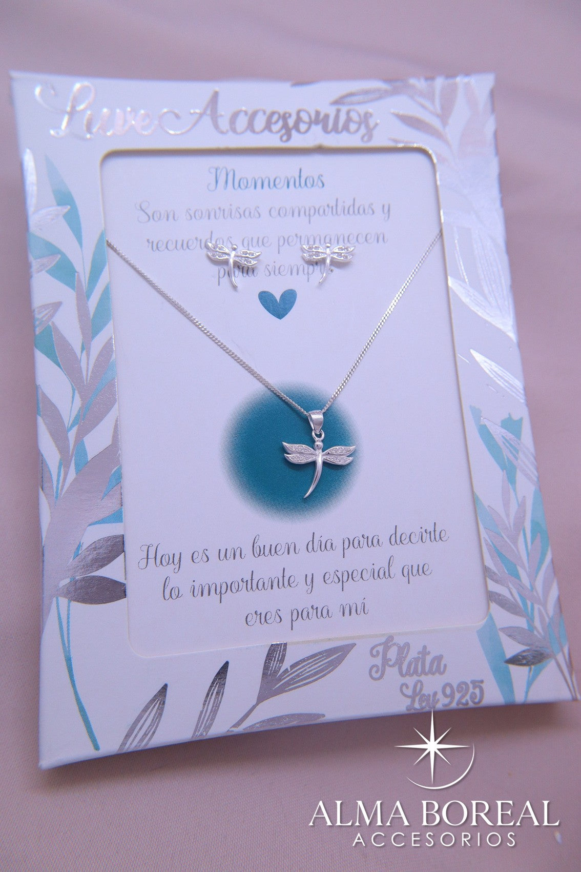 CONJUNTO LIBÉLULA EN PLATA LEY 925