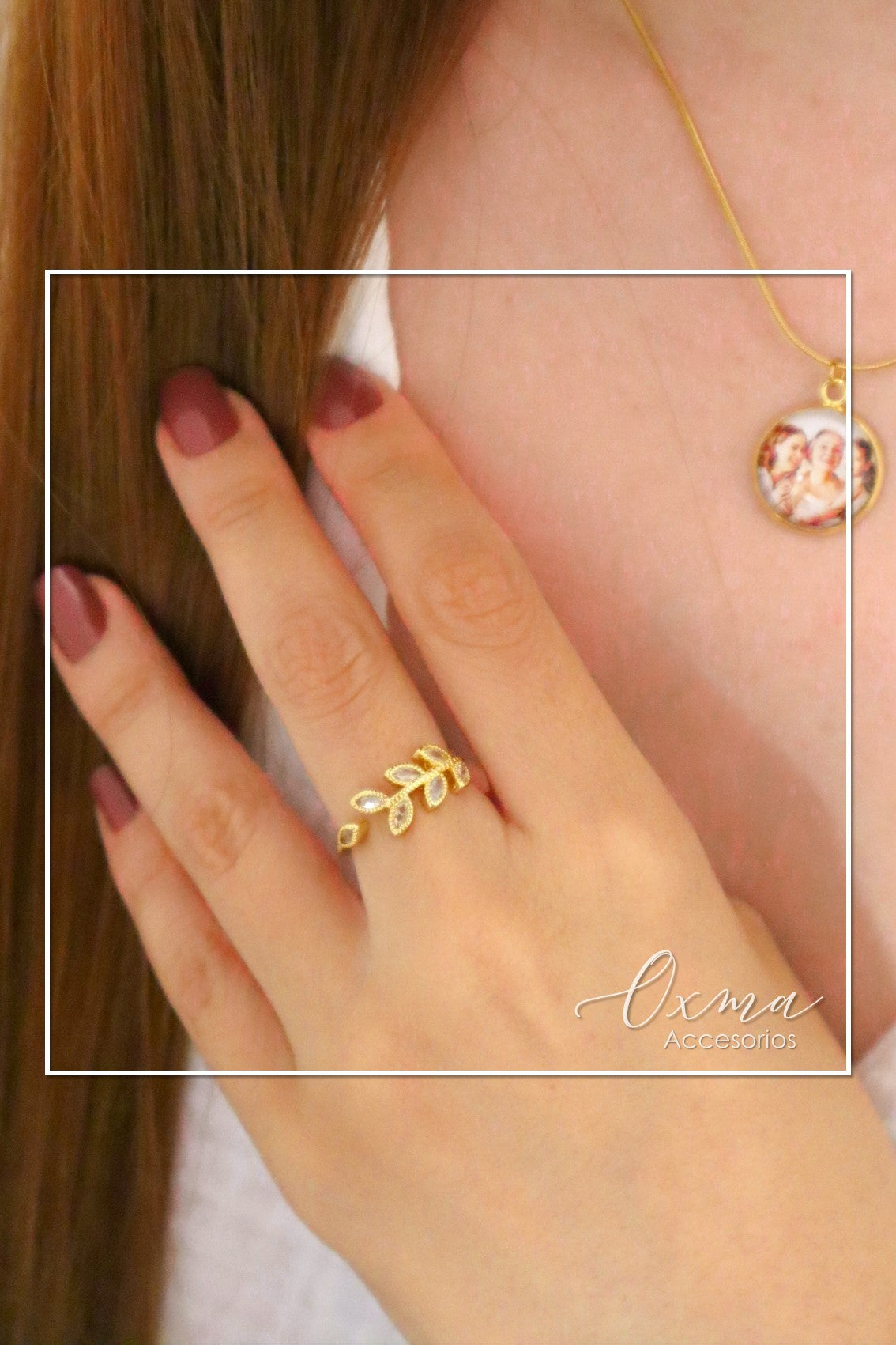 ANILLO HOJA CON CIRCONES
