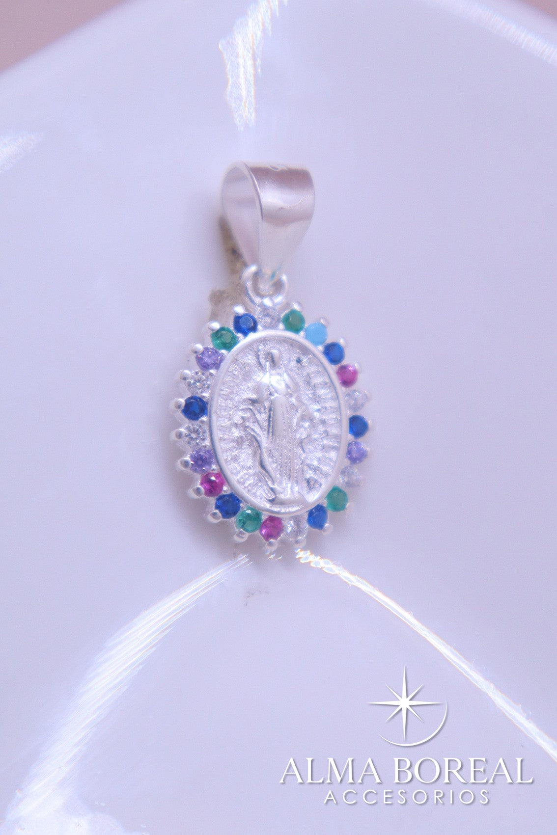 DIJE VIRGEN MULTICOLOR PLATA LEY 925