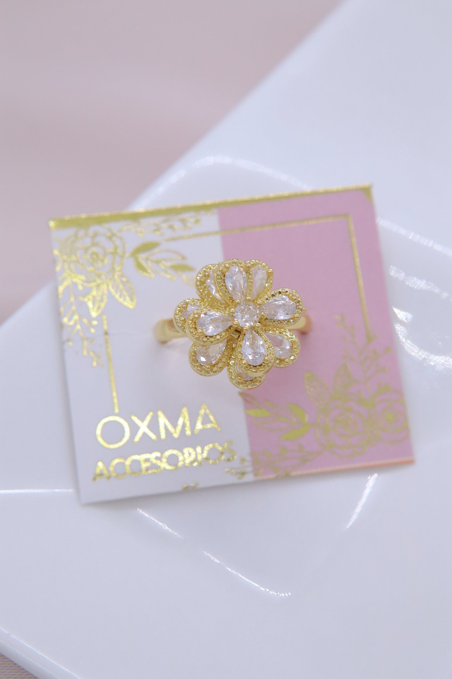 ANILLO FLOR DOBLE GIRATORIA