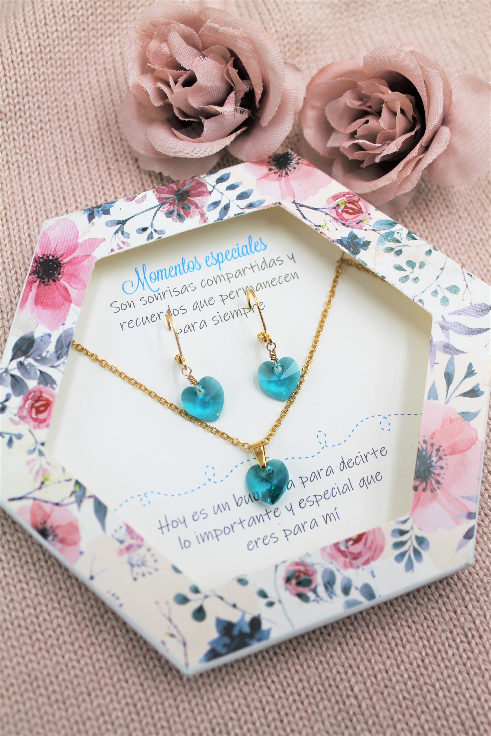 conjunto corazon swarovski