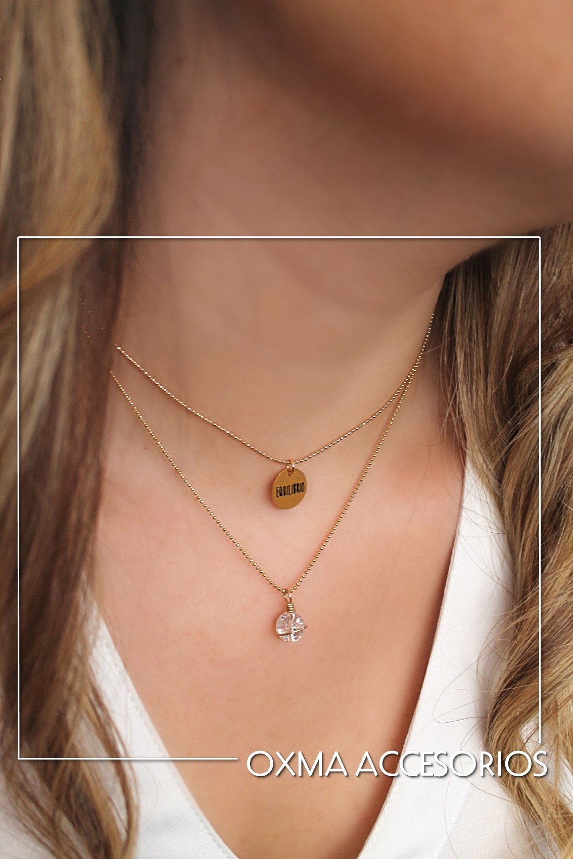 collar doble equilibrio-cuarzo cristal