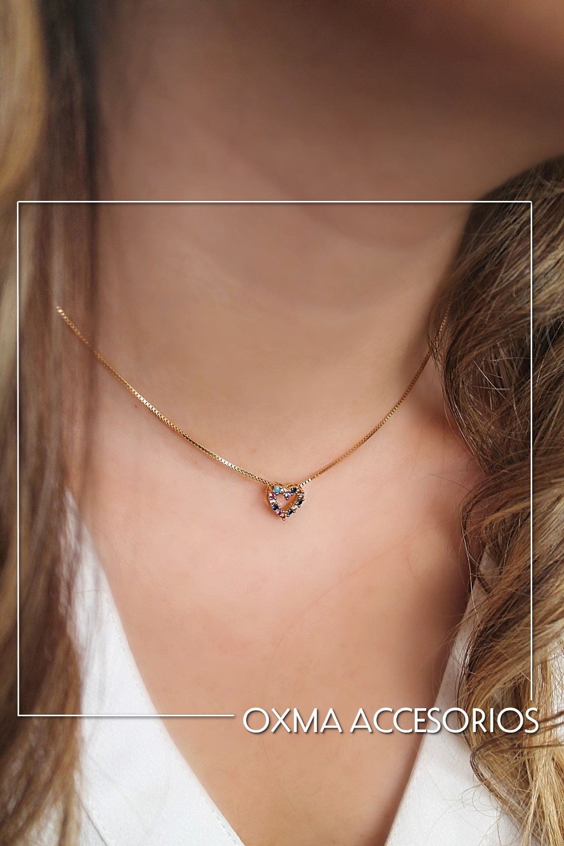 collar corazón mini microcircones