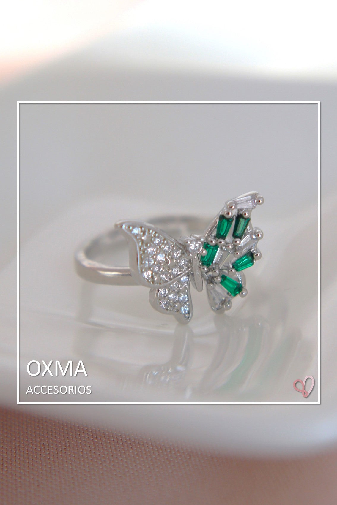 ANILLO MARIPOSA PLATEADO CIRCÓN
