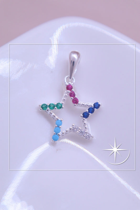 DIJE ESTRELLA ARCOÍRIS PLATA LEY 925