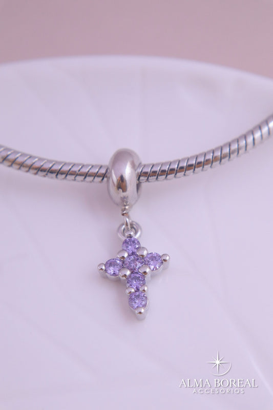 CHARMS CRUZ LAVANDA RODIO