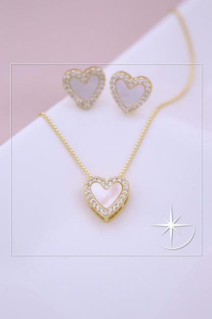 CONJUNTO CORAZÓN ELEGANTE RODIO