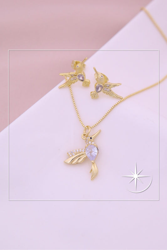 CONJUNTO ALMA DE COLIBRÍ RODIO