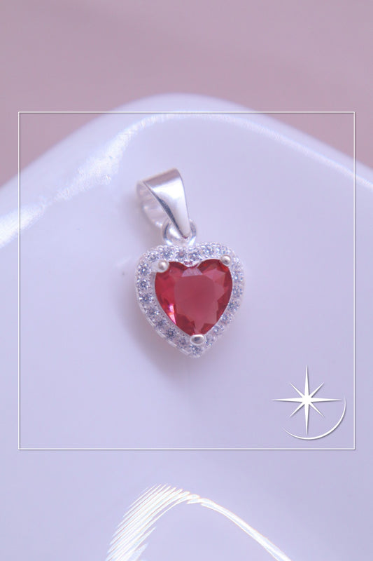 DIJE CORAZÓN RUBÍ PLATA LEY 925