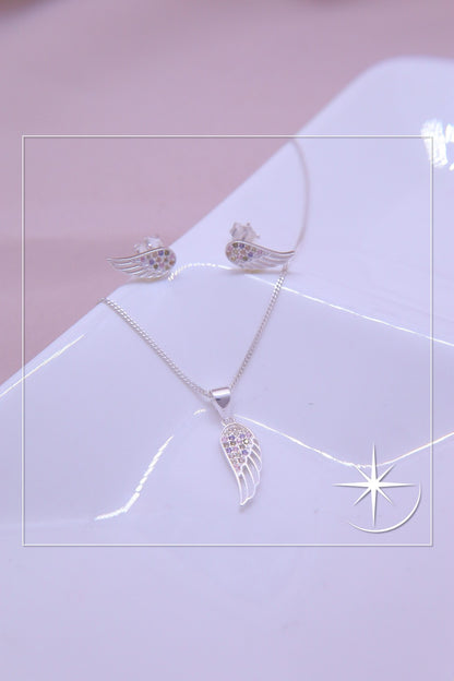 CONJUNTO ALAS DE ÁNGEL PLATA LEY 925