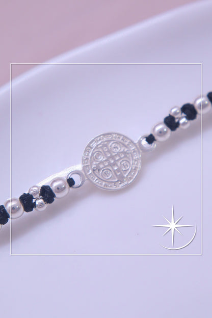 PULSERA SAN BENITO PROTECCION PLATA LEY 925