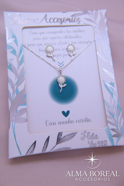 CONJUNTO GIRASOL PLATA LEY 925