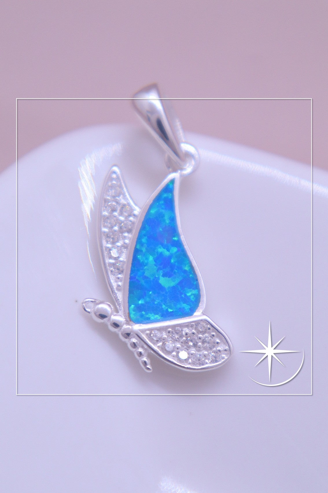 DIJE MARIPOSA CELESTE PLATA LEY 925