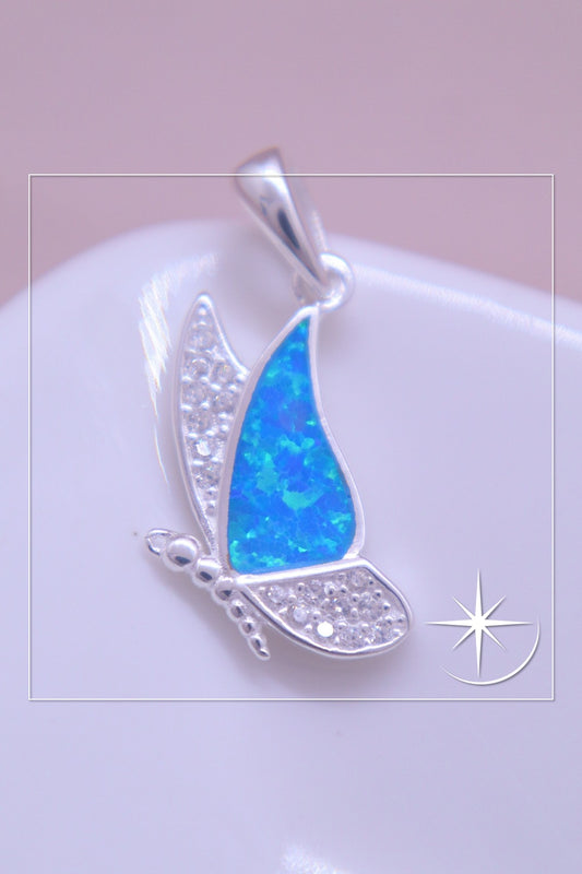 DIJE MARIPOSA CELESTE PLATA LEY 925