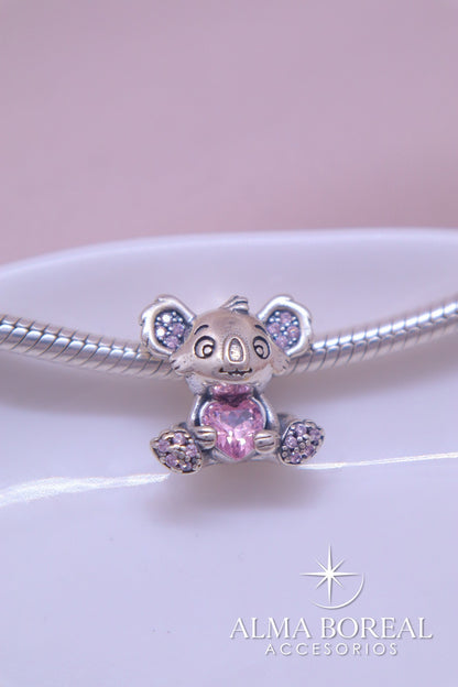 CHARMS KOALA ROSA PLATA LEY 925