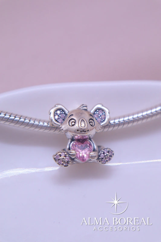 CHARMS KOALA ROSA PLATA LEY 925