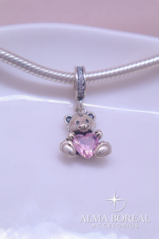 CHARMS OSITO ROSADO PLATA LEY 925