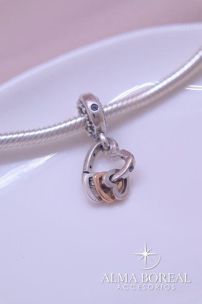 CHARMS NUDOS DEL CORAZÓN PLATA LEY 925