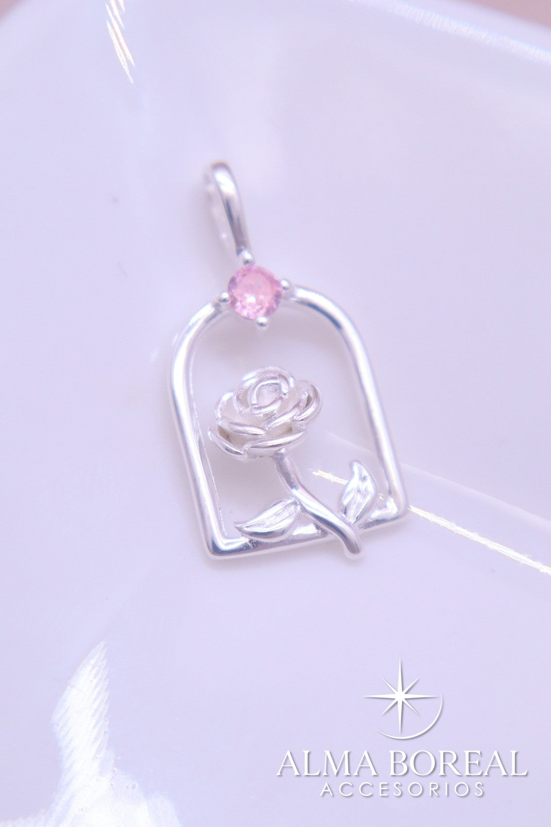 DIJE ROSA ENCANTADA PLATA LEY 925