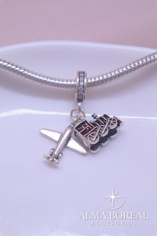 CHARMS TREN Y ALAS PLATA LEY 925
