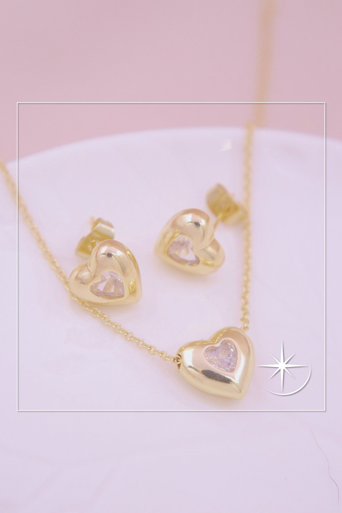 CONJUNTO CORAZÓN TOQUE CRISTAL RODIO