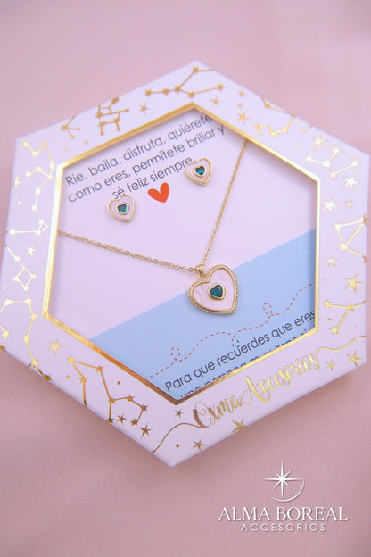 CONJUNTO CORAZÓN VERDE RODIO