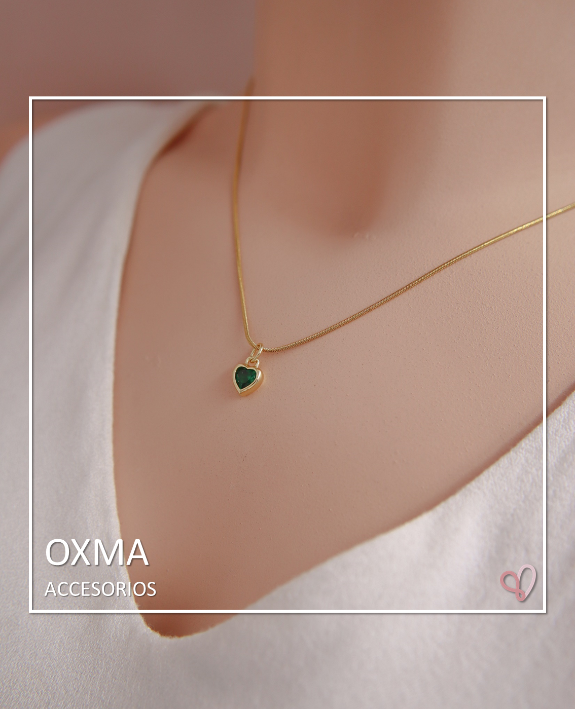 COLLAR CORAZON MINI CIRCON VERDE