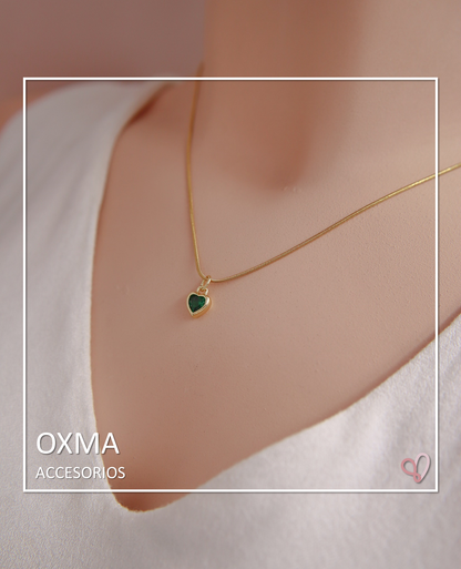 COLLAR CORAZON MINI CIRCON VERDE