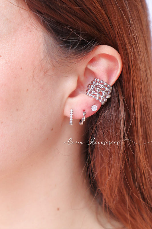 EARCUFF BOLITAS PLATEADO