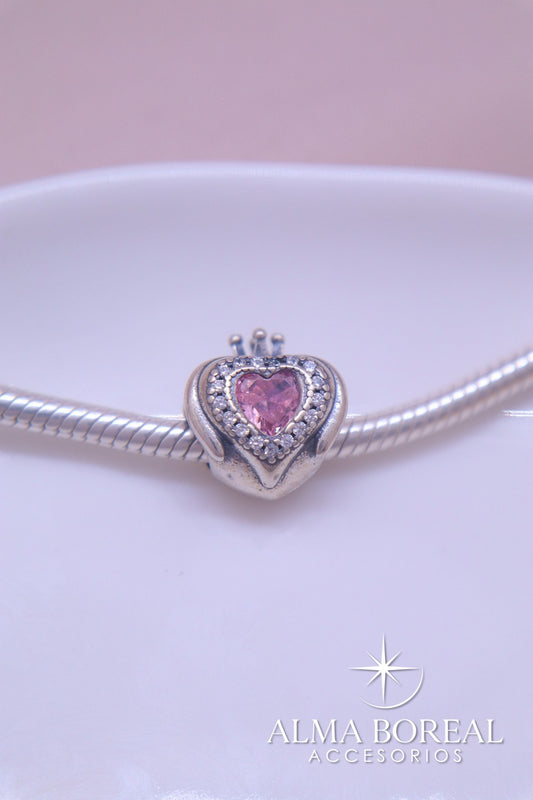 CHARMS TRONO ROSADO PLATA LEY 925