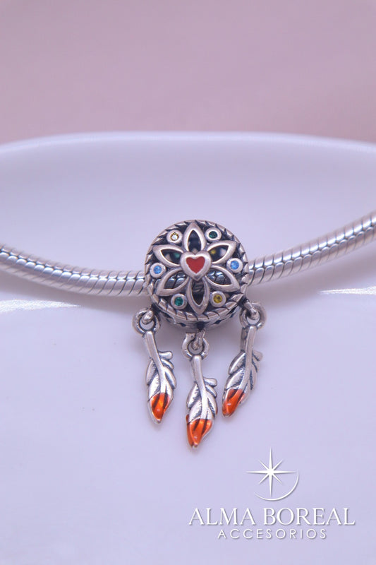 CHARMS ATRAPASUEÑOS ROJO PLATA LEY 925