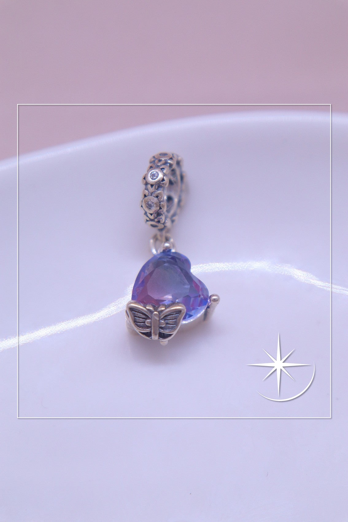 CHARMS CORAZÓN MORADO PLATA LEY 925