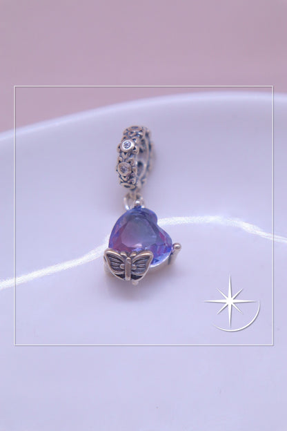 CHARMS CORAZÓN MORADO PLATA LEY 925