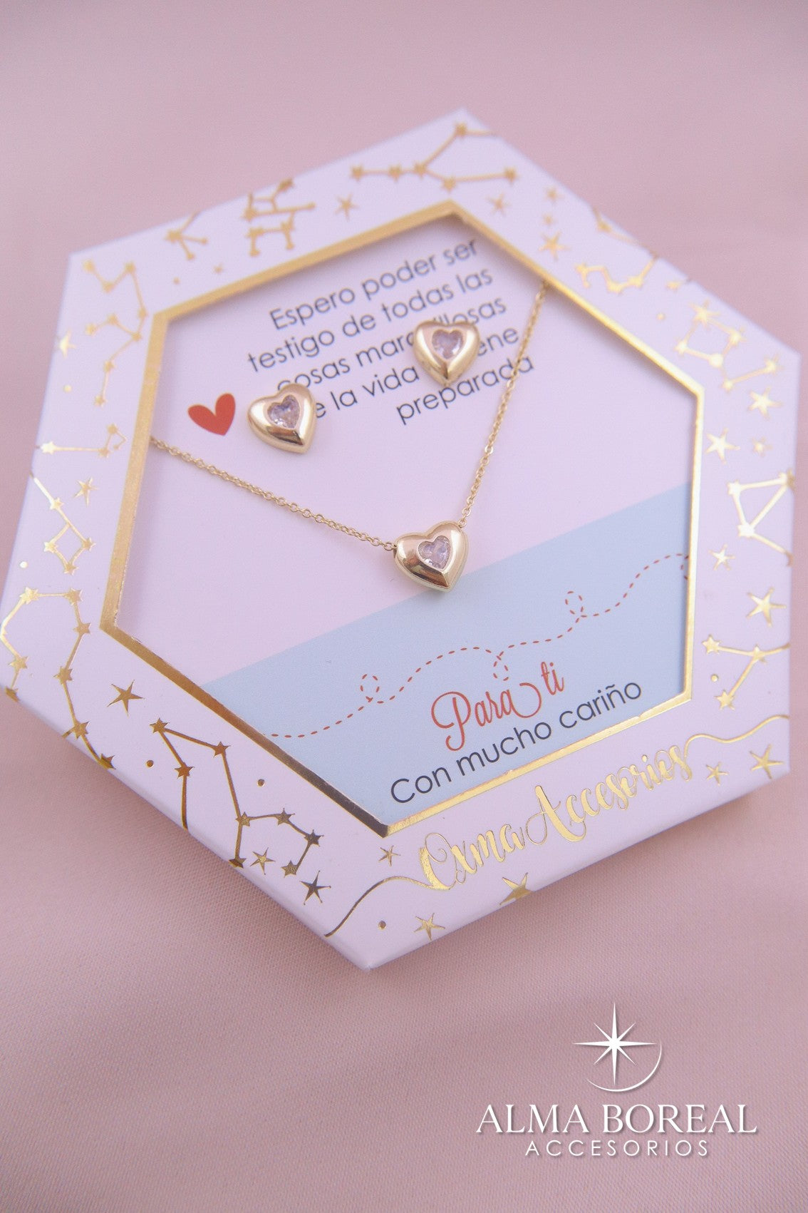 CONJUNTO CORAZÓN TOQUE CRISTAL RODIO