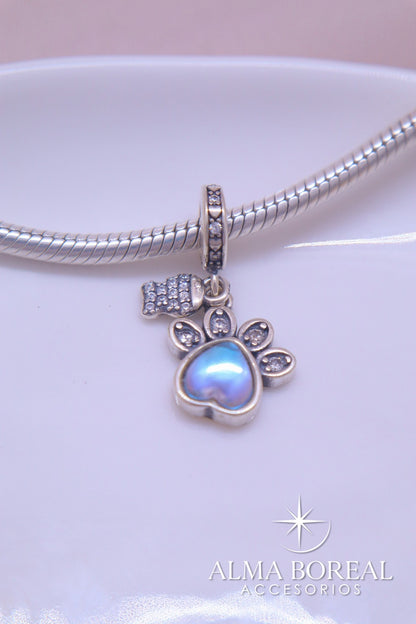 CHARMS HUELLA CELESTE PLATA LEY 925